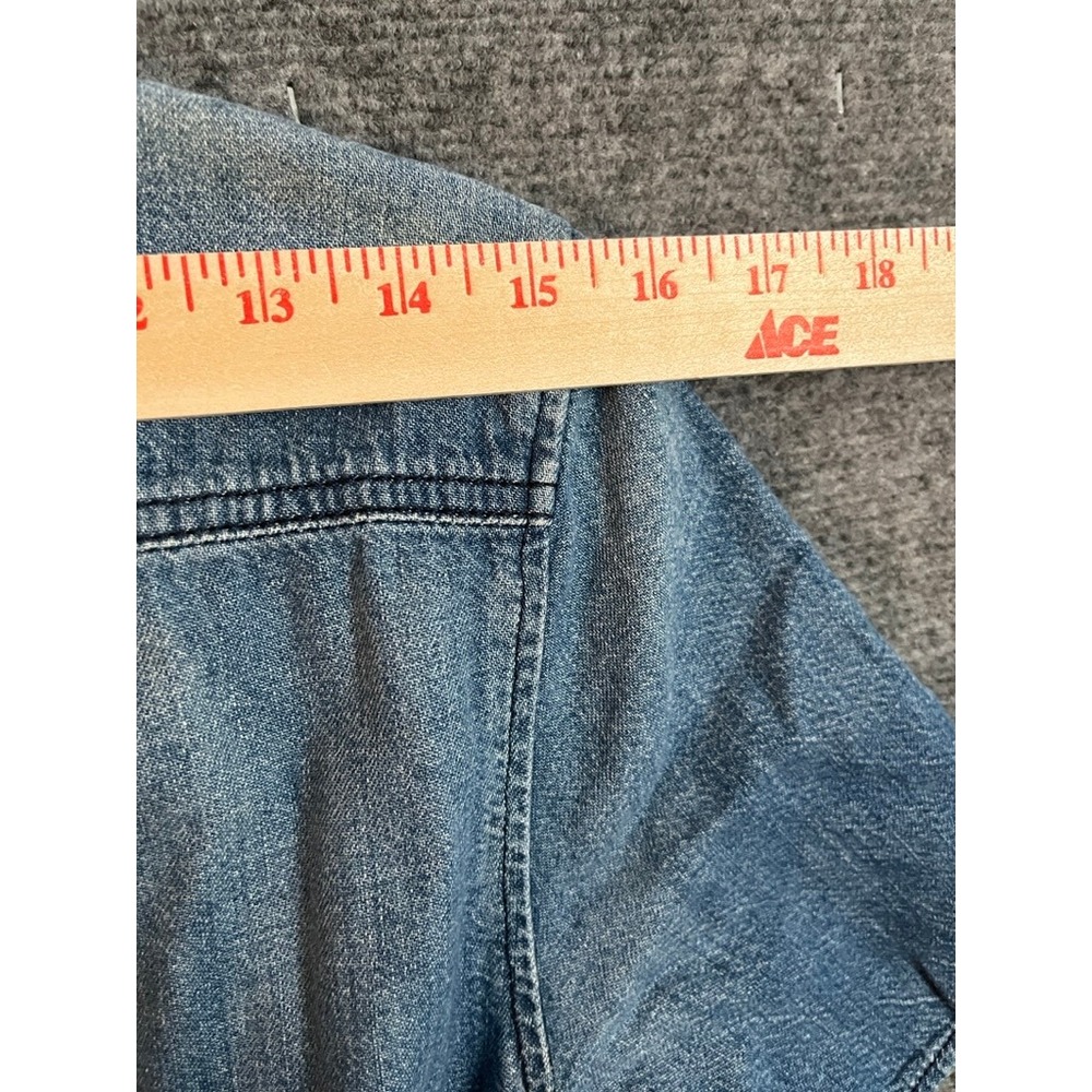 Vintage 7 For All Mankind Denim Jumpsuit Cropped Wide Leg Belted Short Sleeve S - Picture 16 of 16